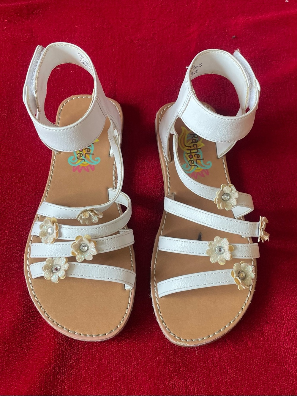 Rachel Shoes Girl's Open Toe Side Closing White Gladiator Sandals Size: 13